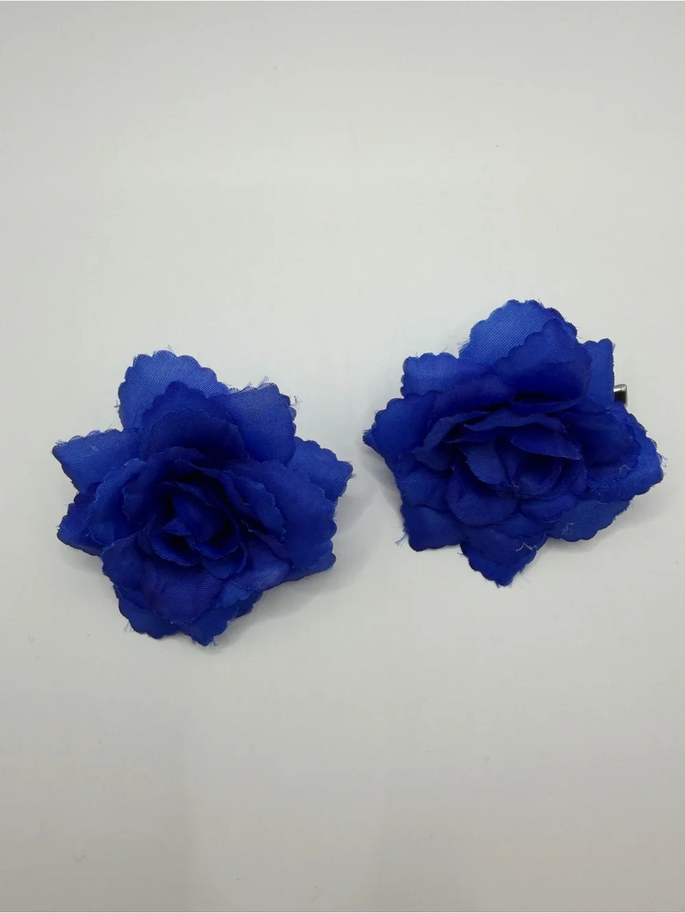 Blue Rose Hair Clips Set (2) | Floral Fabric Wedding Accessories